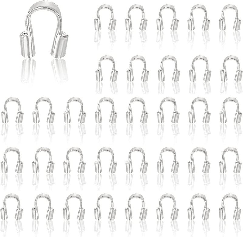 PH PandaHall 200pcs Wire Guardian and Protectors Silver Color Brass 0.5mm Hole Thread Protector U Shape Loop Guardian for Necklaces Bracelets Beading Jewelry Craft - Image 1